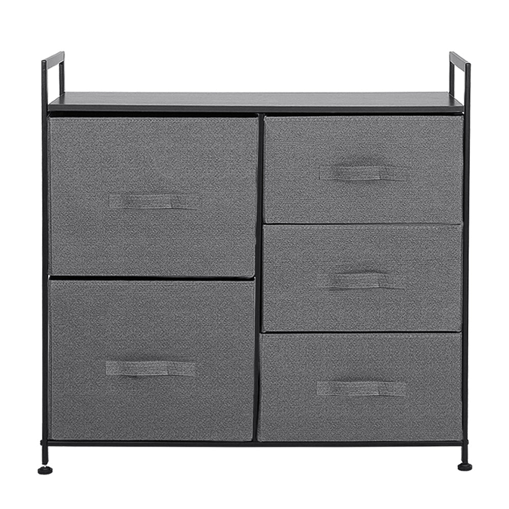 New Dark Grey Fabric Storage Cabinet with Black Metal Frame