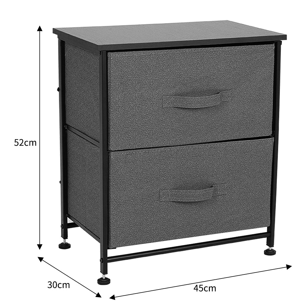 New 2 Drawer Storage Cabinet with Metal Frame Black