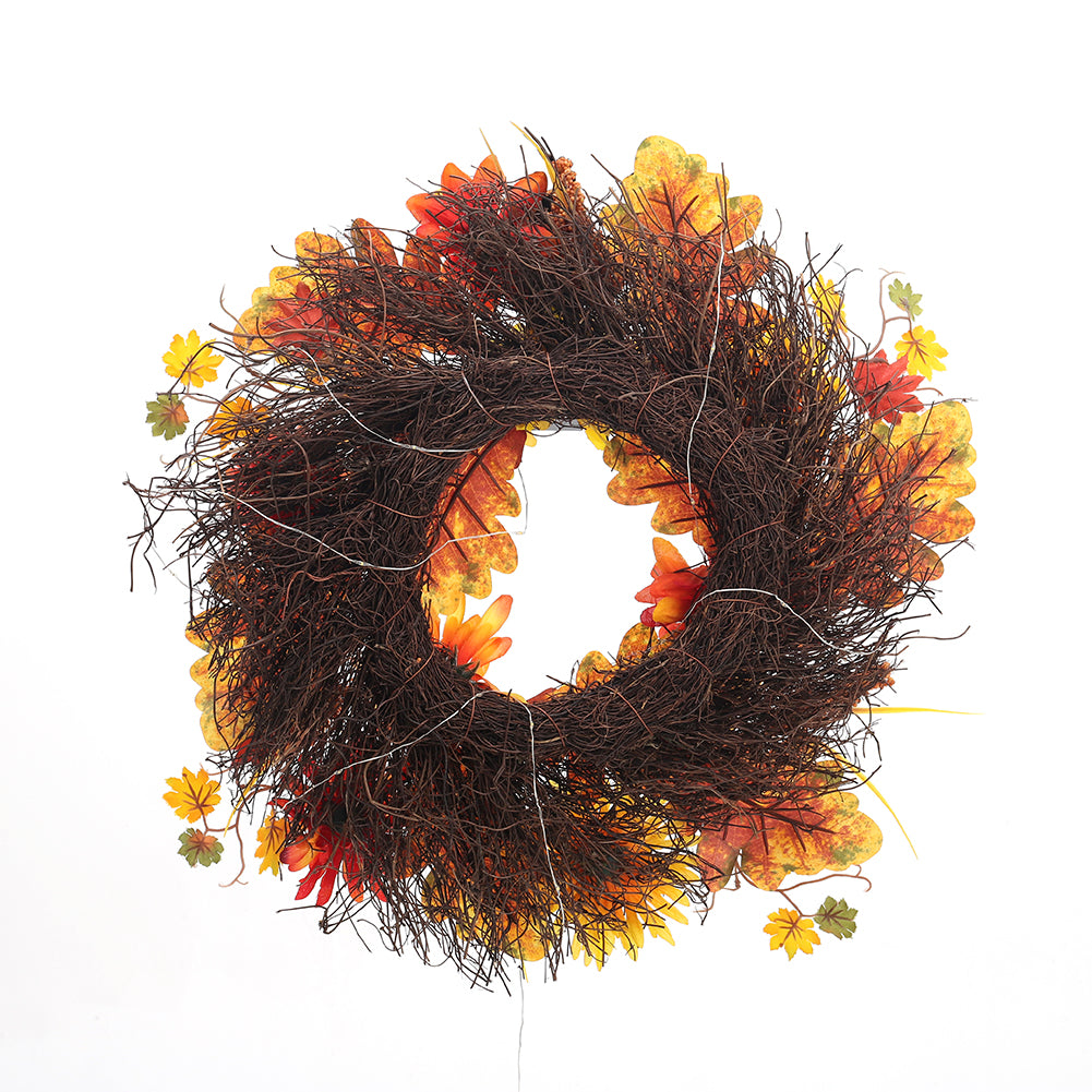 Large Autumn Daisy Maple Leaf Wreath Hanging Decoration