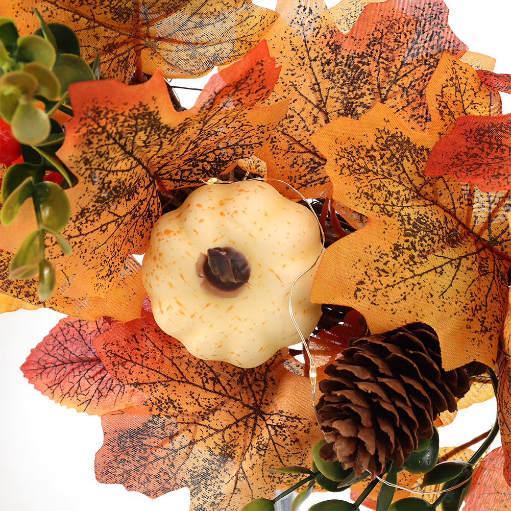 Fall Wreath Front Door Wreath with White Orange Pumpkins