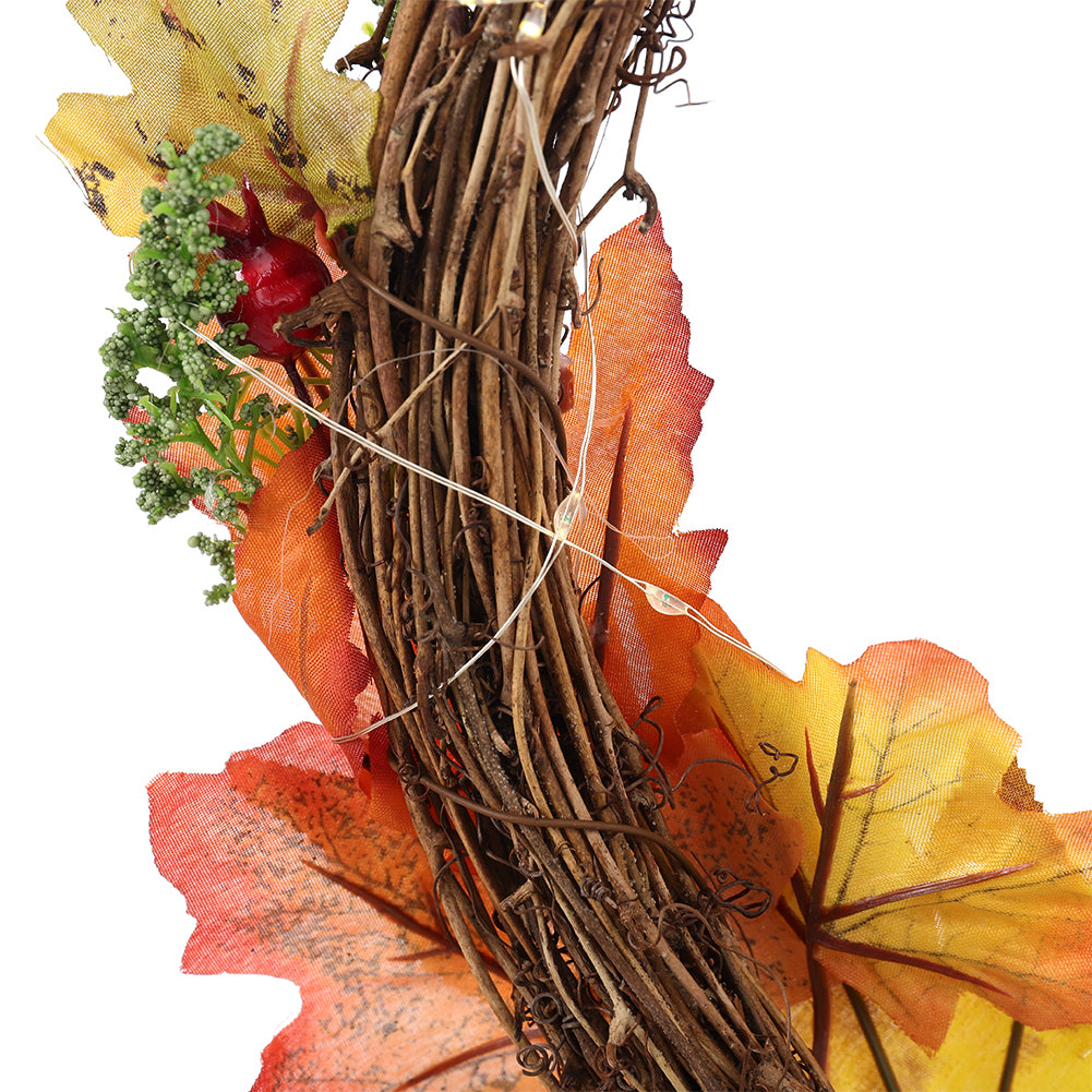 Artificial Pumpkin Maple Leaves Wreath with Bell