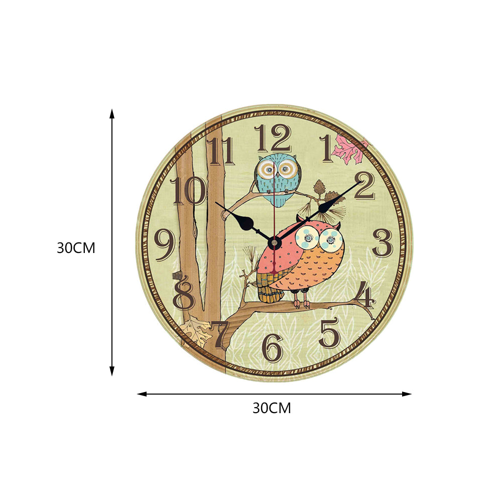 New Yellow Cartoon Owl Cute Decorative Wall Clock for Kids