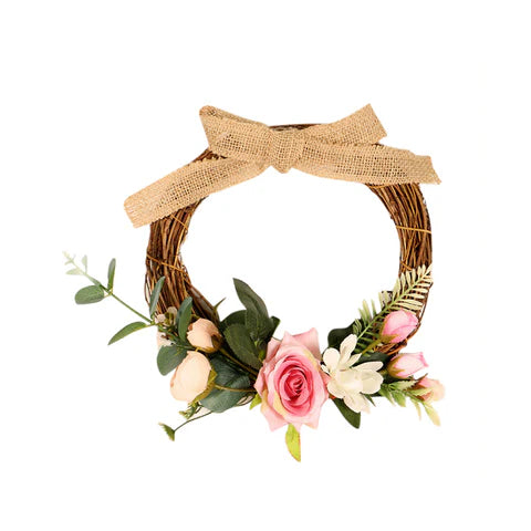 New Vintage Style Faux Rose Wreath for Front Door