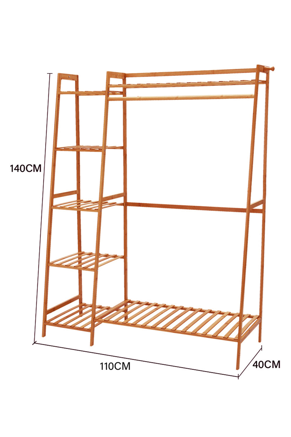 Bamboo Bedroom Garment Clothes Rack Brown 140cm H