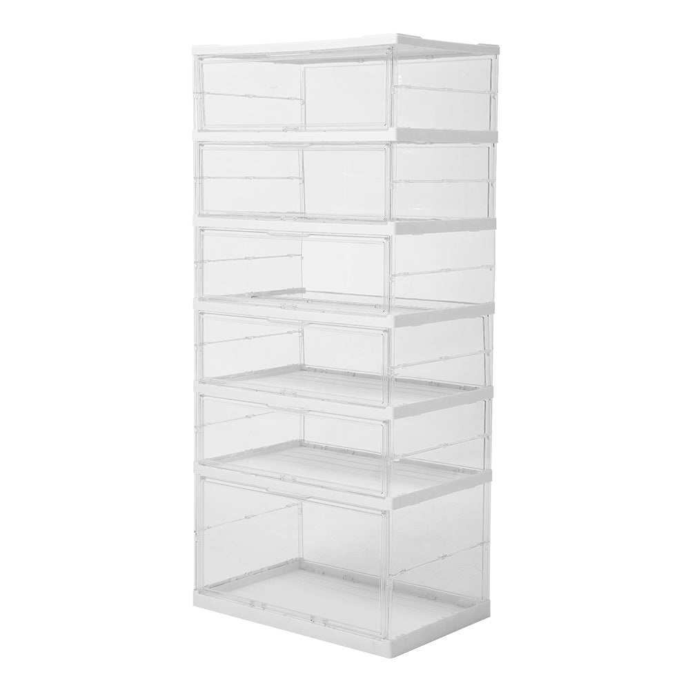 New 4 Tier Foldable Storage Box with Magnetic Doors White