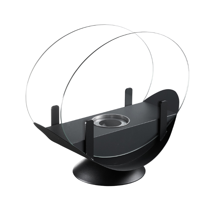 New Tabletop Alcohol Fire Pit with Glass Shield Black