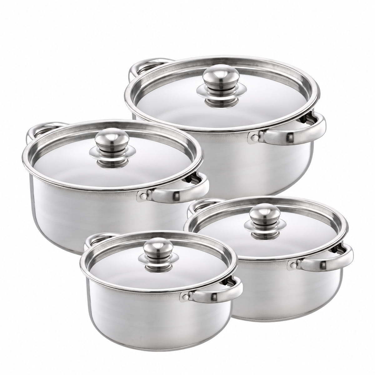 New Set of 4 Stainless Steel Cooking Pot with Lid