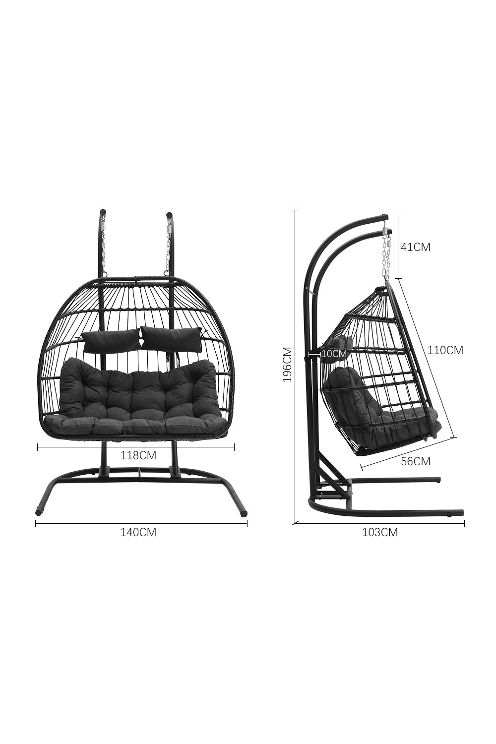 New Outdoor Hanging 2 Seater Egg Chair