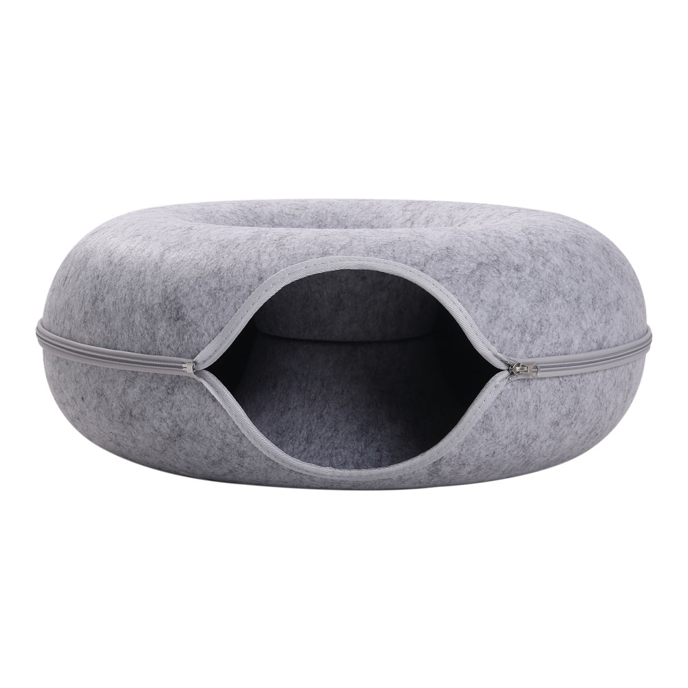 Pets Mood Round Felt Cat Tunnel Bed, Cave Bed for Small Pets
