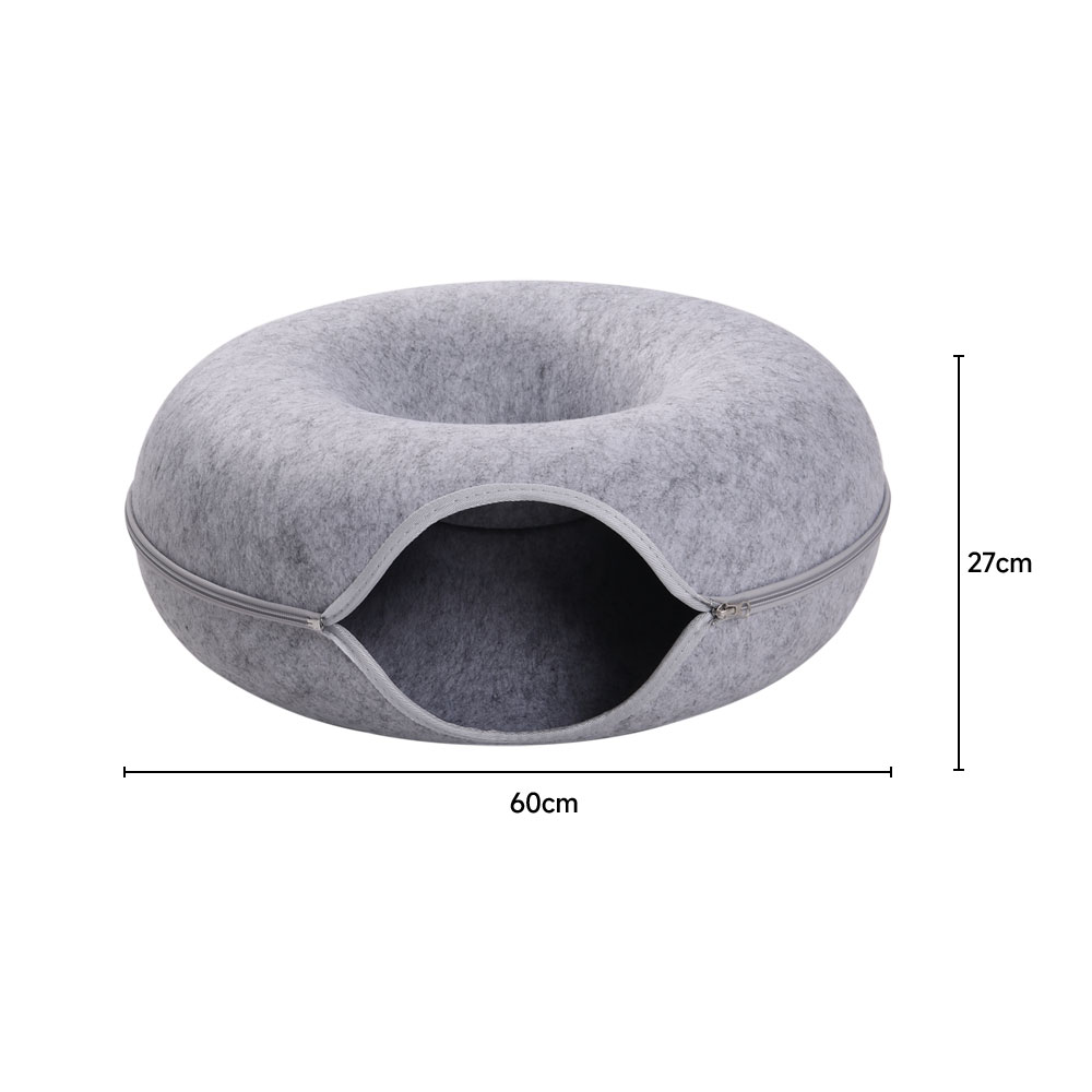 Pets Mood Round Felt Cat Tunnel Bed, Cave Bed for Small Pets