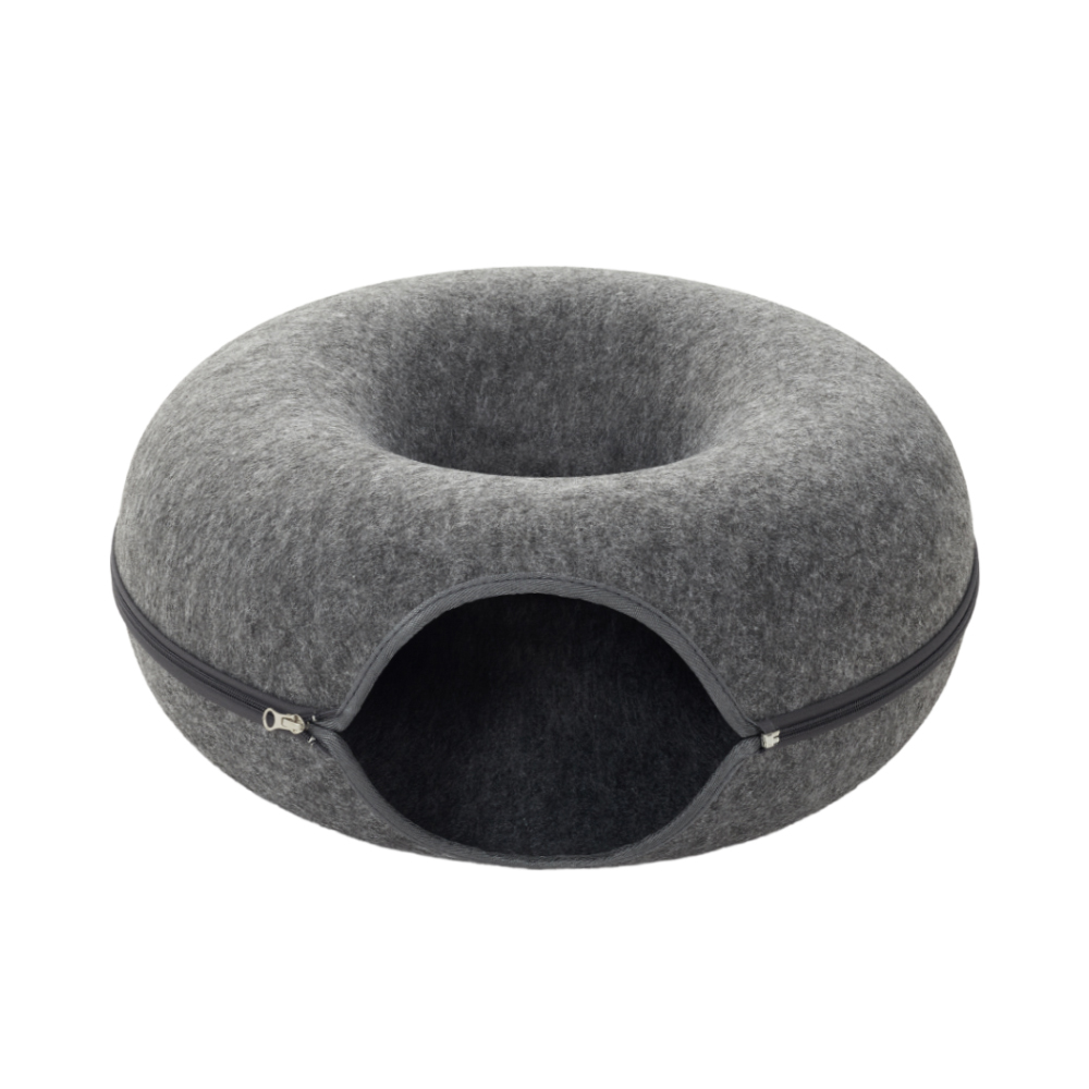 Pets Mood Round Felt Cat Tunnel Bed, Cave Bed for Small Pets