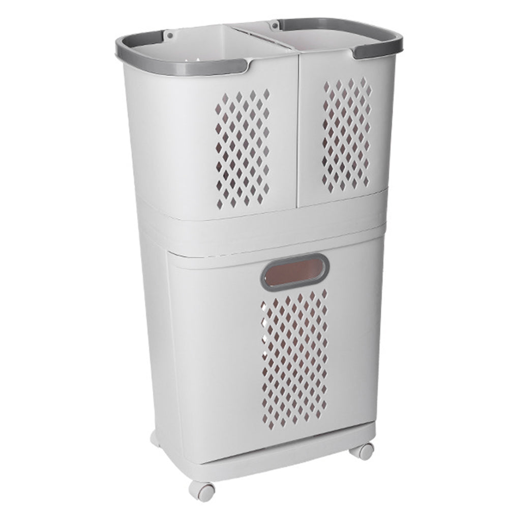 New 3 Compartment Laundry Baskets Laundry Sorter Rolling Laundry Hamper with Handles
