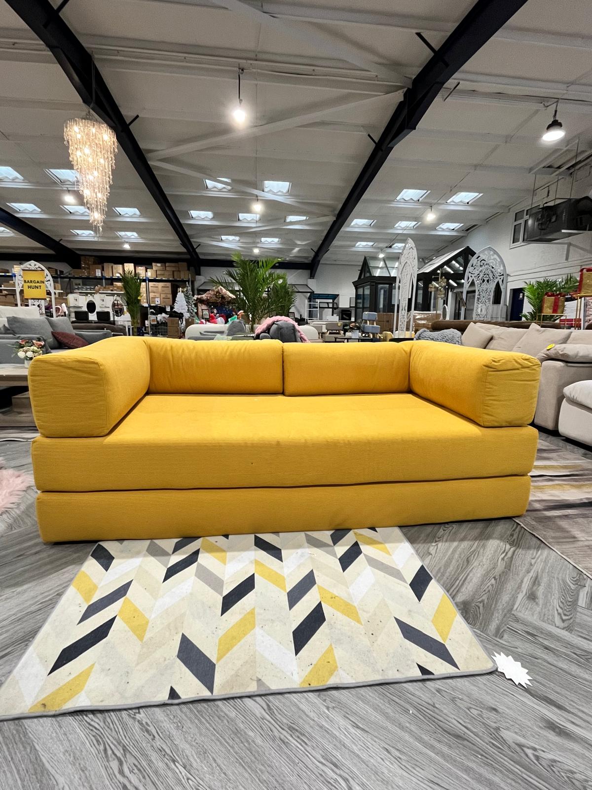 Teddy Corduroy Upholstered Modular Detachable Sofa Bed Yellow