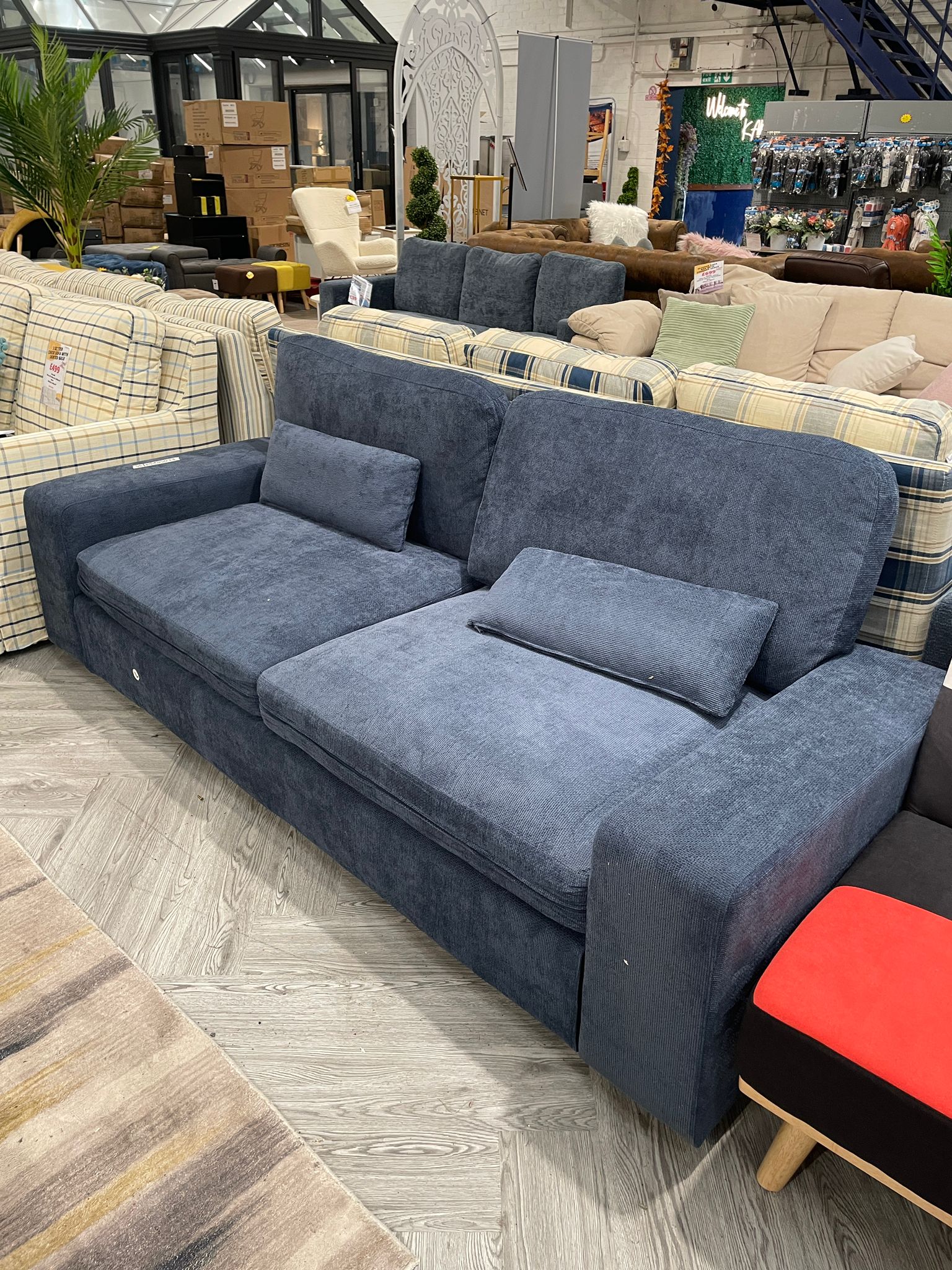 New 2 Seater Chenille Upholstered Sofa with Pillows