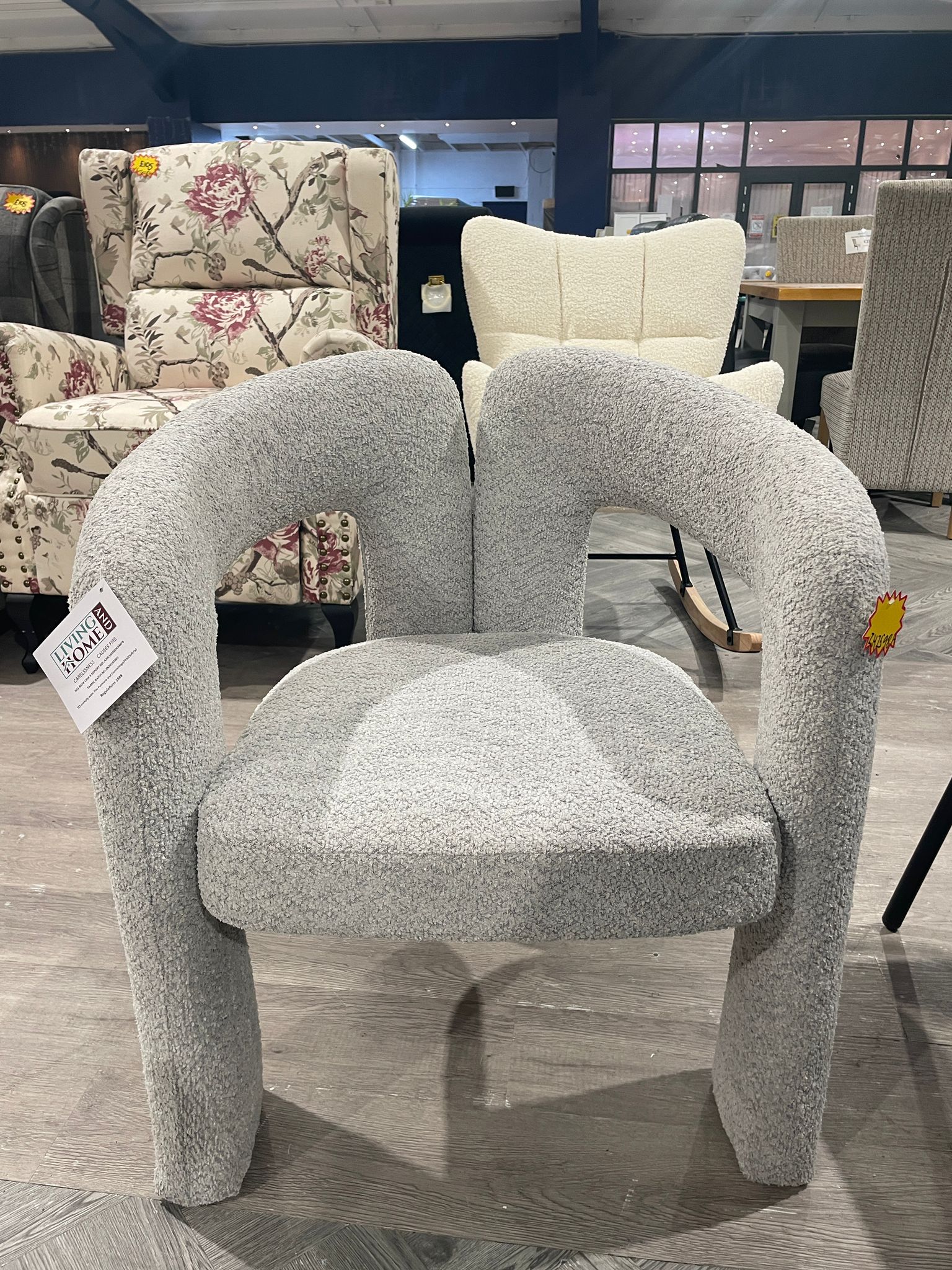 Plush Upholstered Angel Armchair Grey