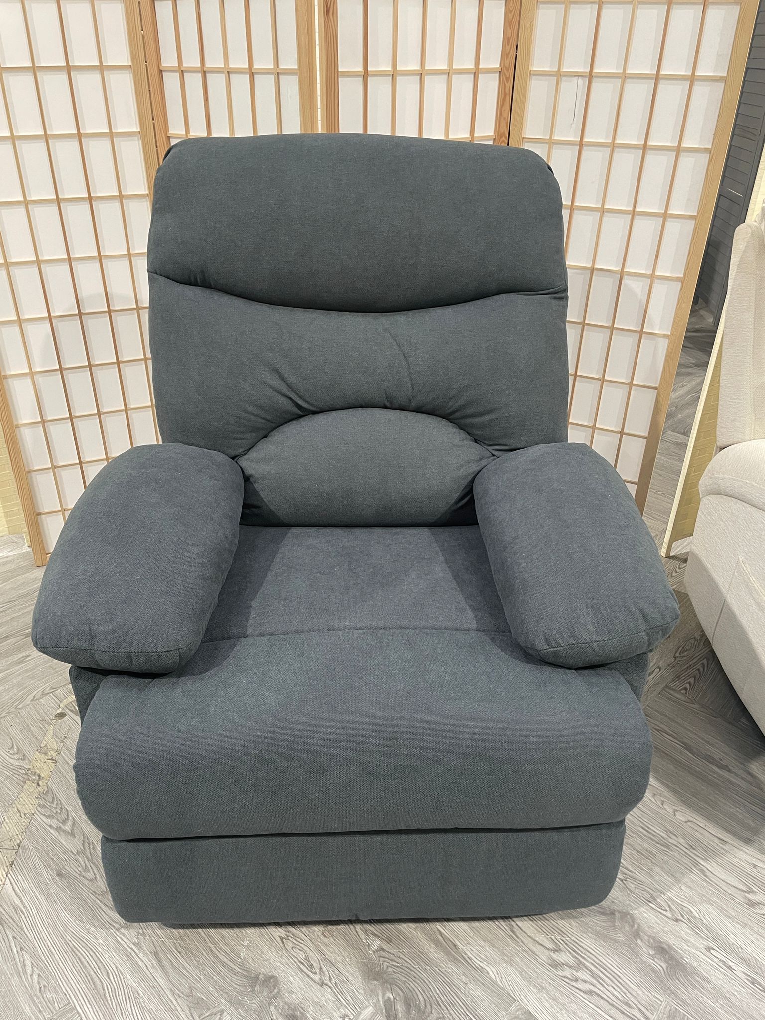 Manual Faux Leather Recliner Armchair Grey