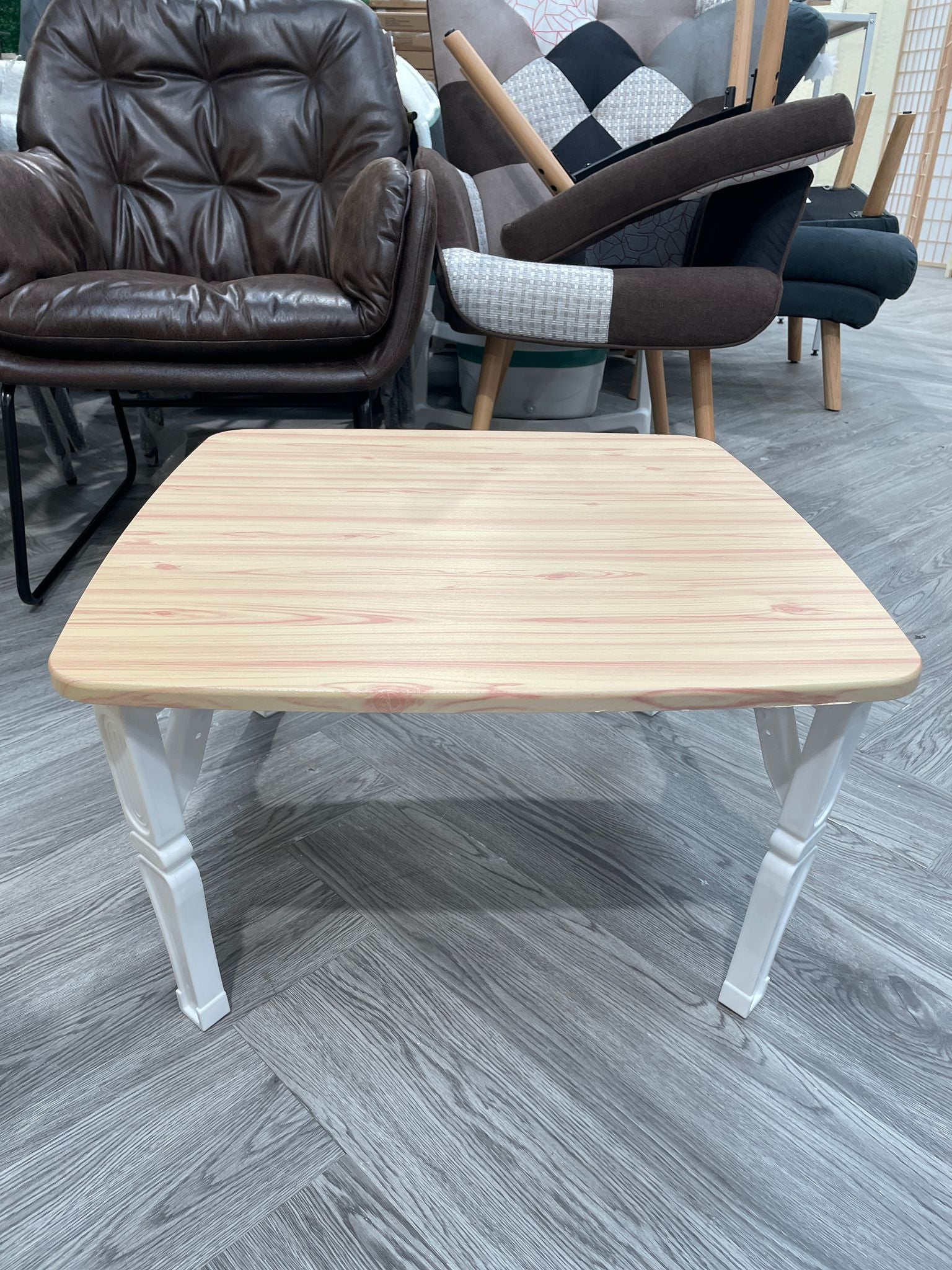 Square Wooden Foldable Coffee Table Natural 60cm W