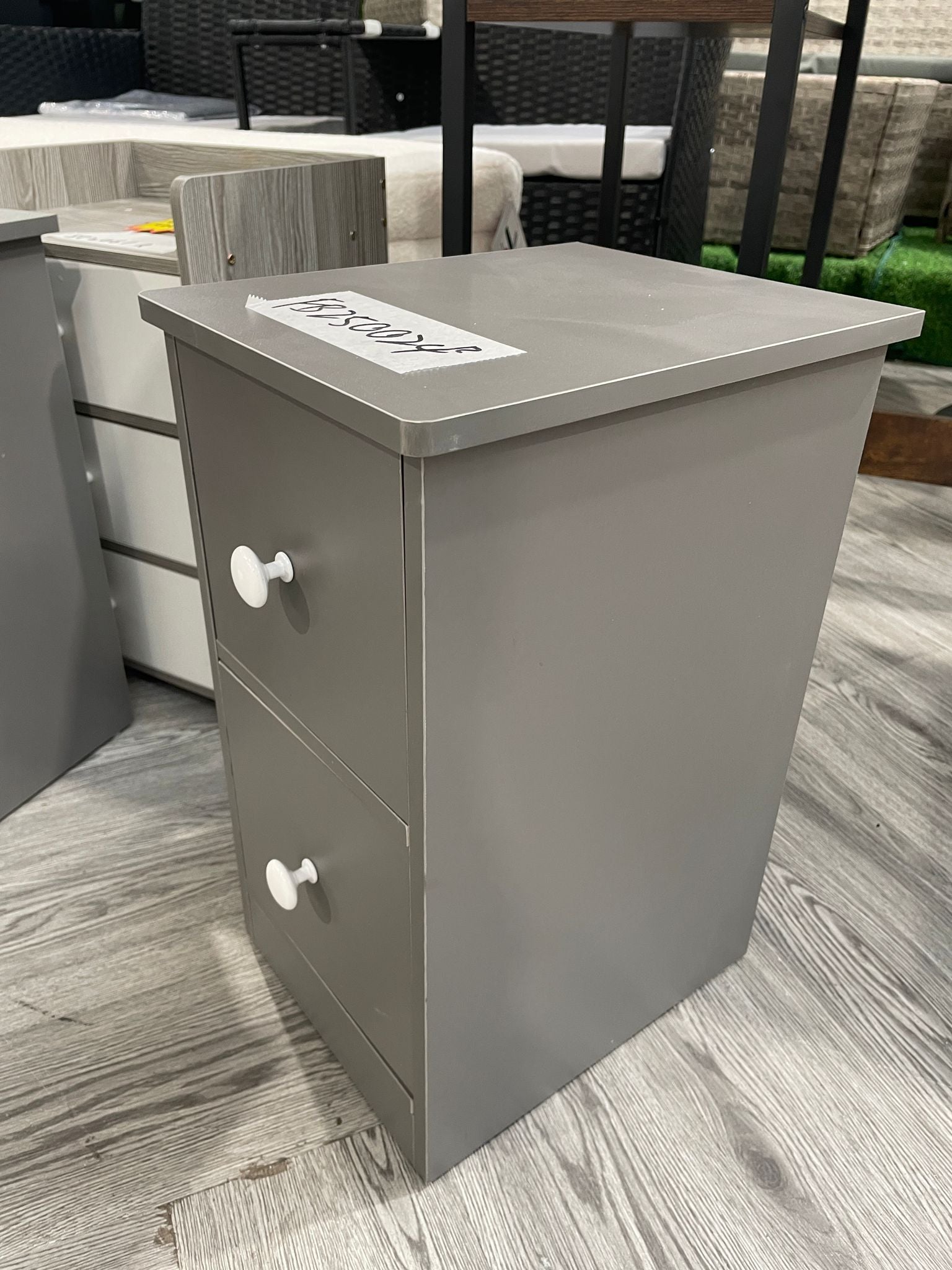 2 Drawer Wooden Nightstand Bedside Table Grey