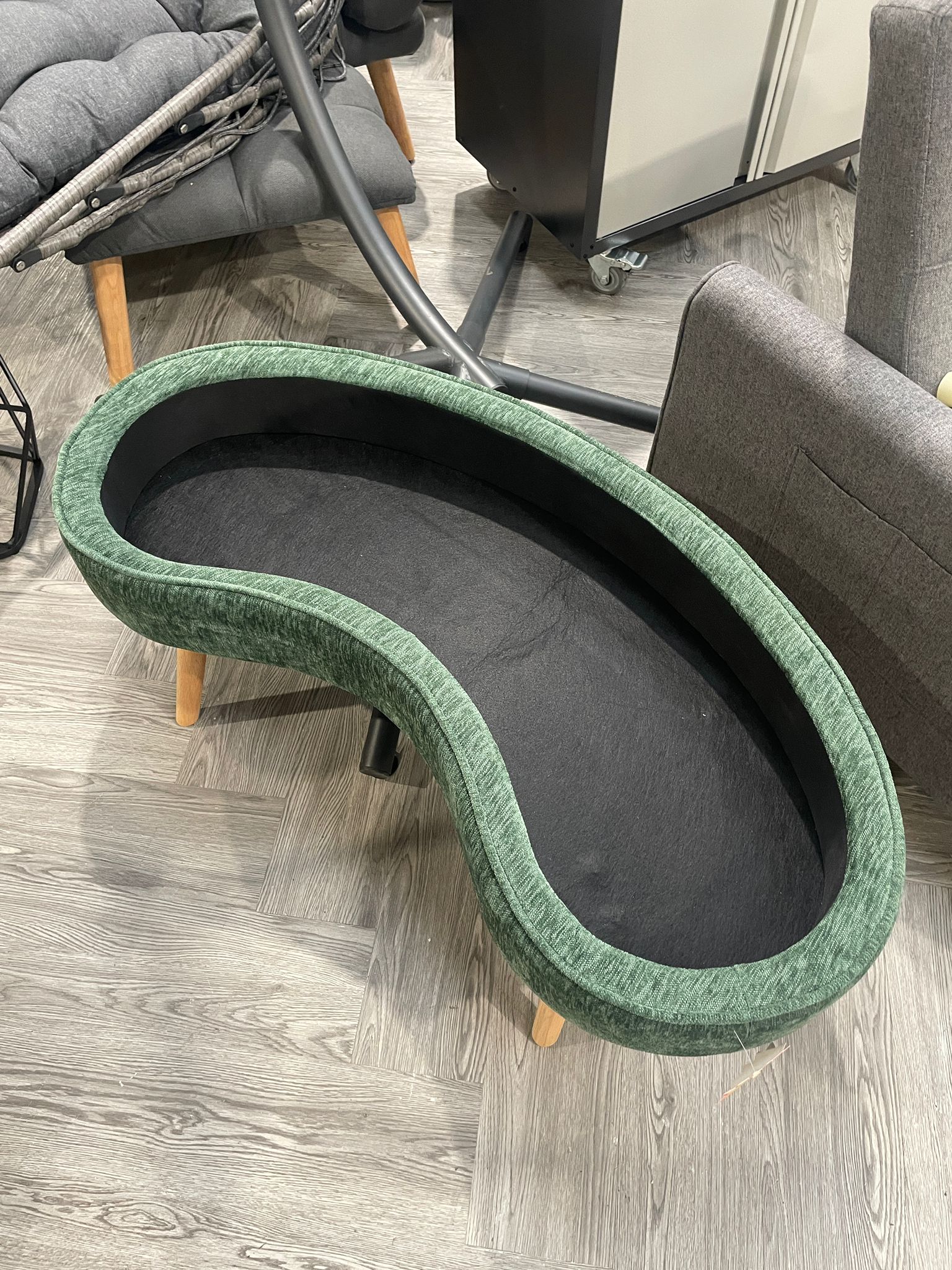 Chenille Upholstered Storage Bench with Removable Lid and Wooden Legs Green