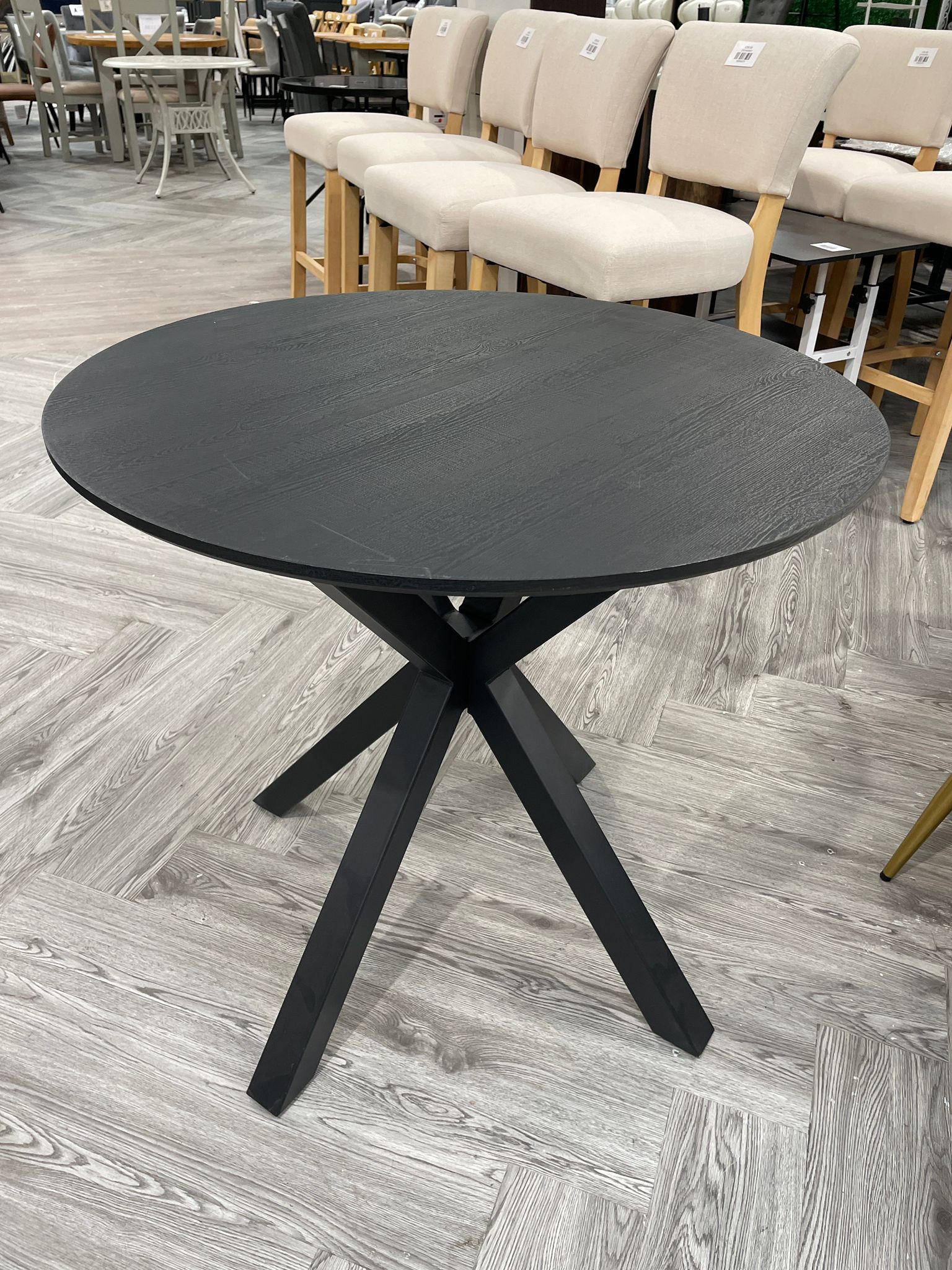 Round Dining Table Wooden Black