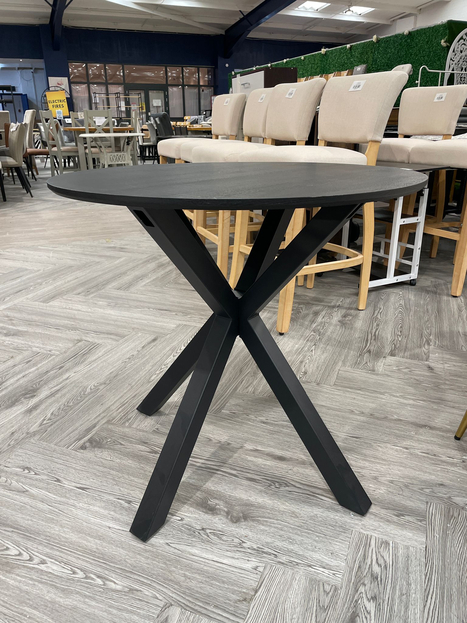 Round Dining Table Wooden Black