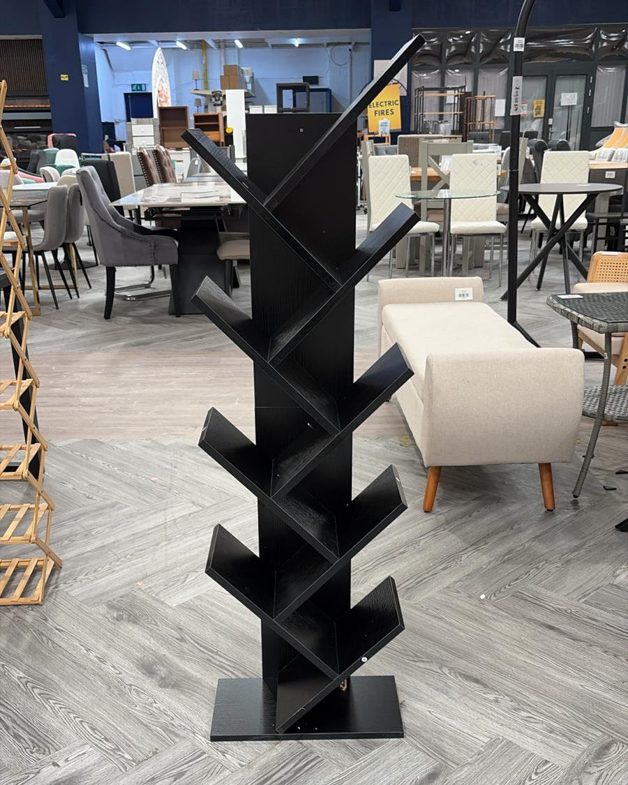9 Tier Freestanding Wooden Tree Bookshelf Display Rack Black