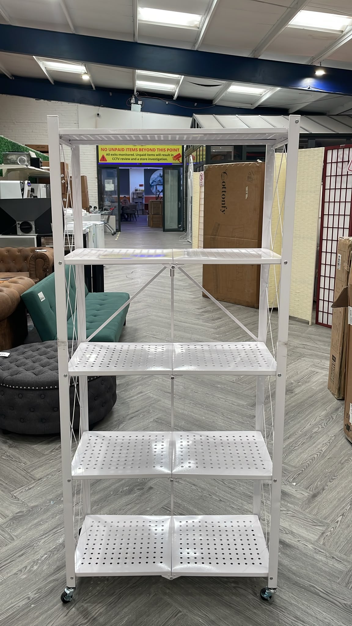 5 Tier Foldable Metal Storage Shelf with Casters