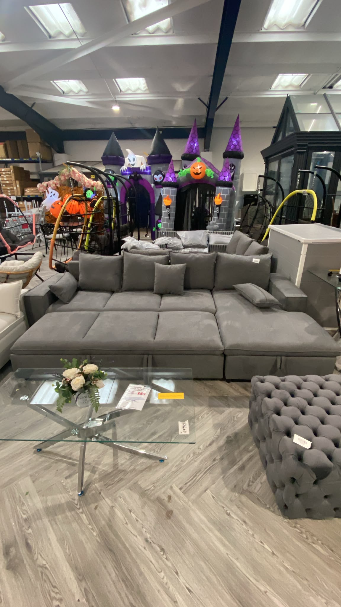 2 Seater Pull Out Tofu Sofa Bed Grey