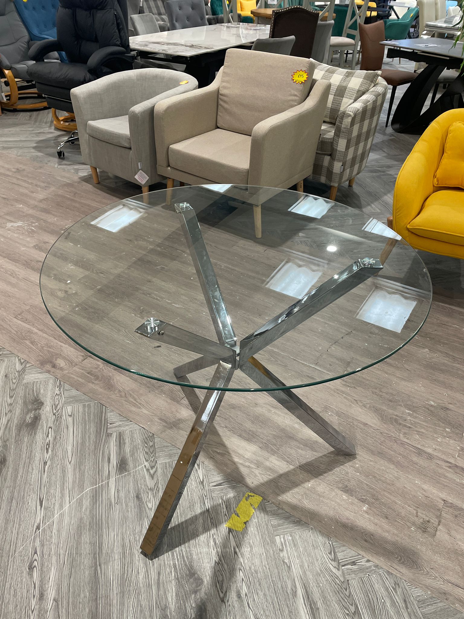 Dining Table Round Tempered Glass Dining Table