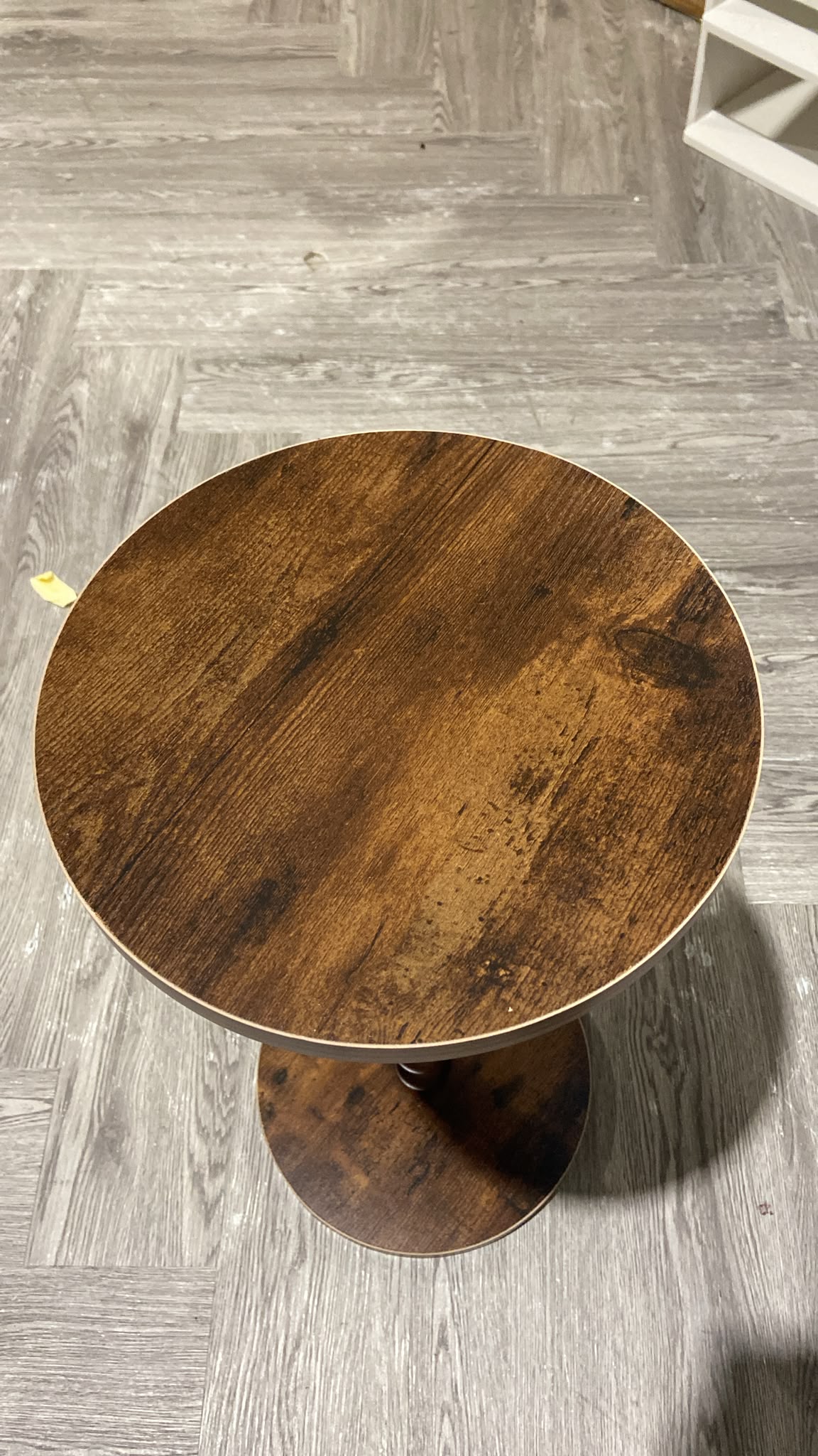 Round Beech Wood Side Table Burnt Wood Finish