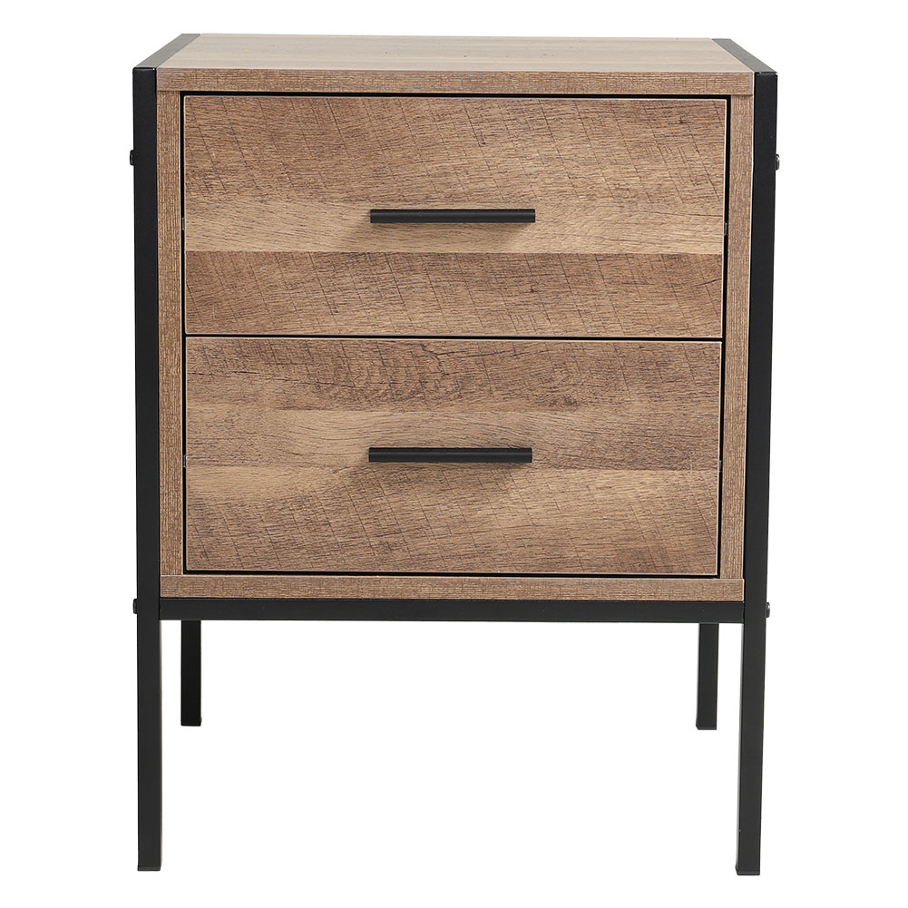 New Mid-Century Two Drawers Wooden Nightstand Sofa Side Table