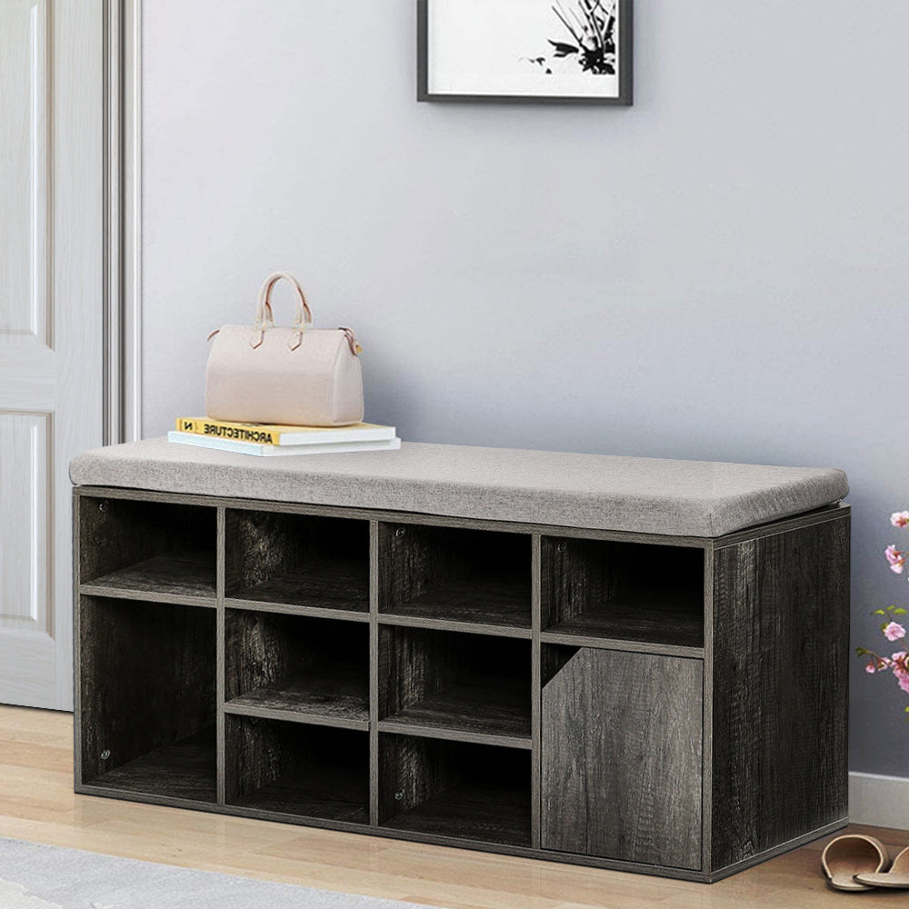 New Padded Shoe Storage Bench Grey