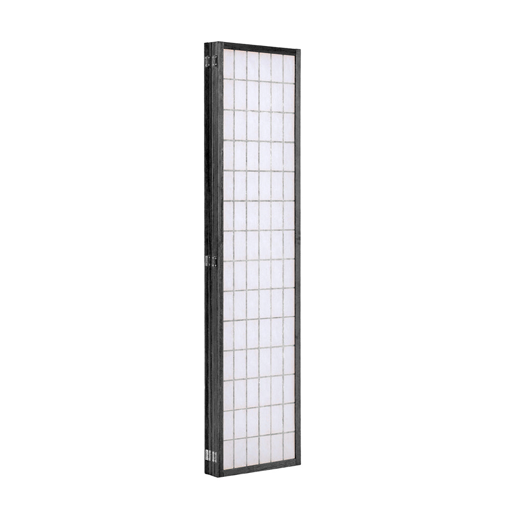 4-Panel Solid Wood Folding Room Divider Screen Black