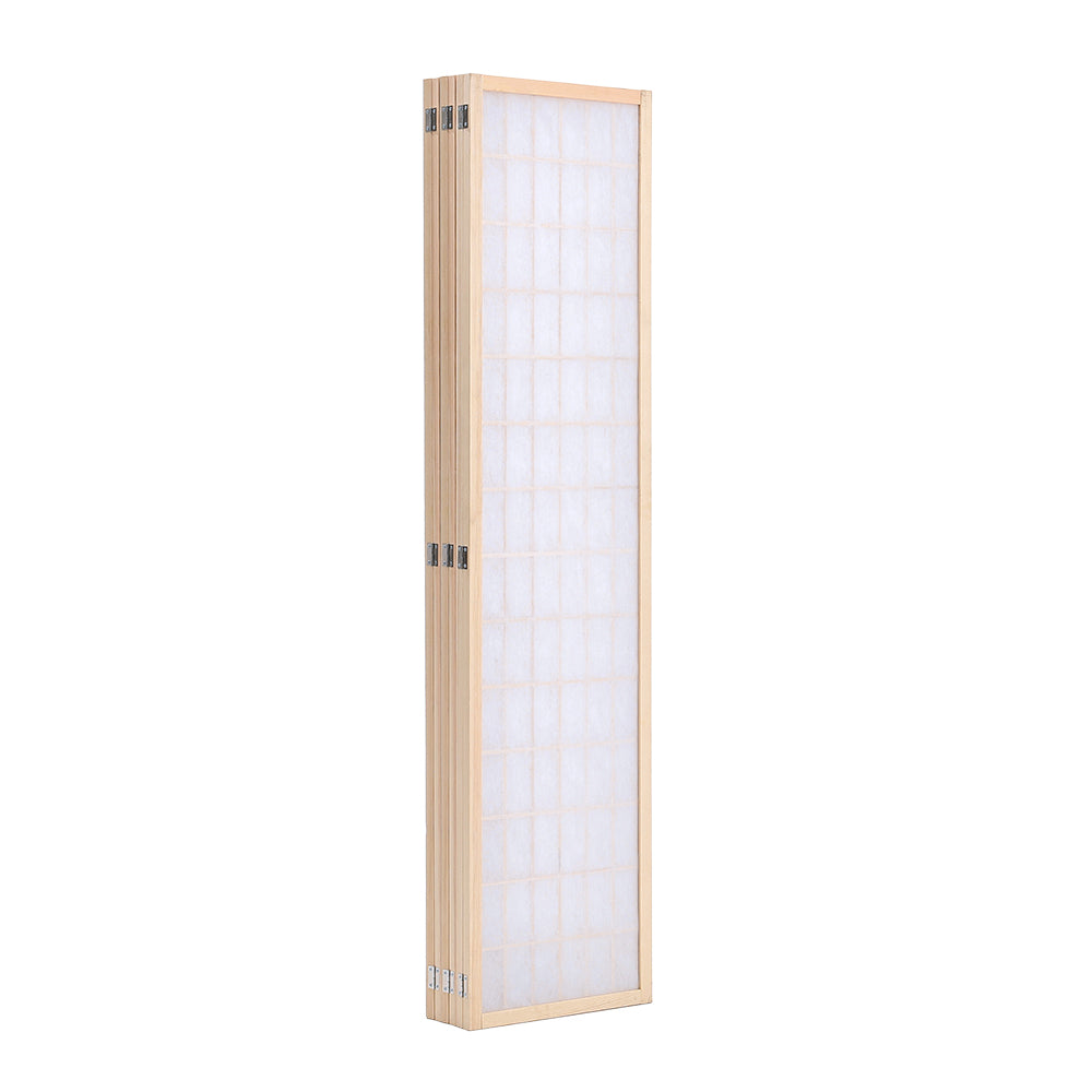 6-Panel Solid Wood Folding Room Divider Screen Natural