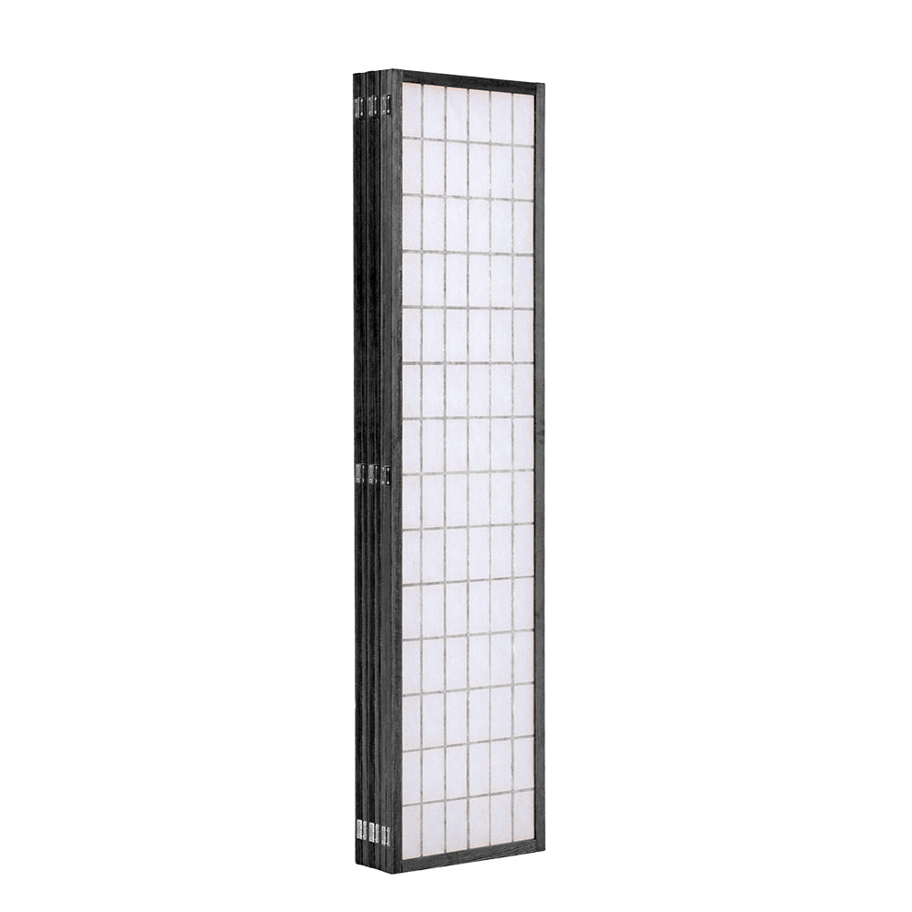 6-Panel Solid Wood Folding Room Divider Screen Black