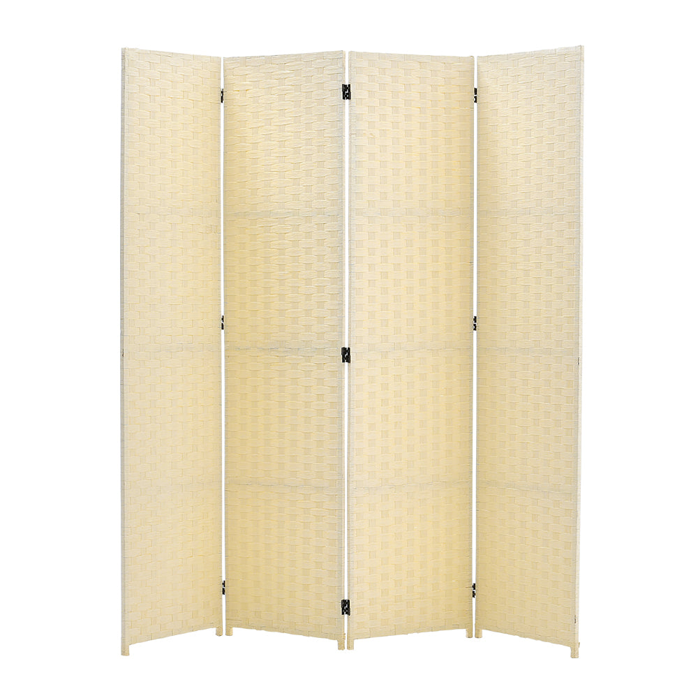 4-Panel Folding Room Divider Screen Ivory