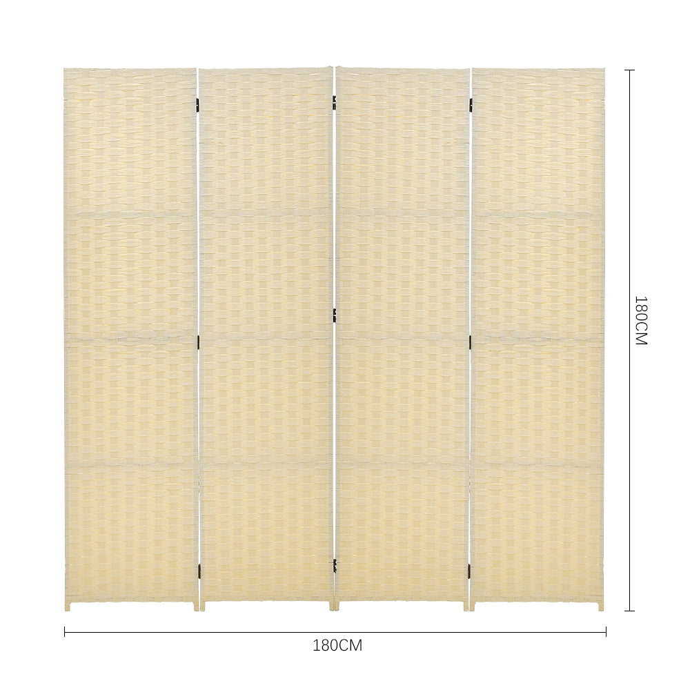 4-Panel Folding Room Divider Screen Ivory