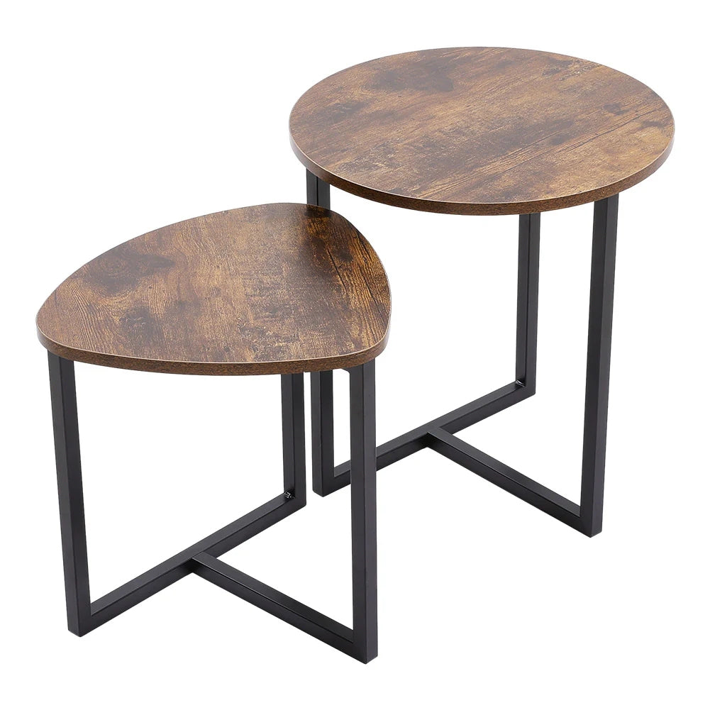 Round and Triangular Nesting Side Table Set