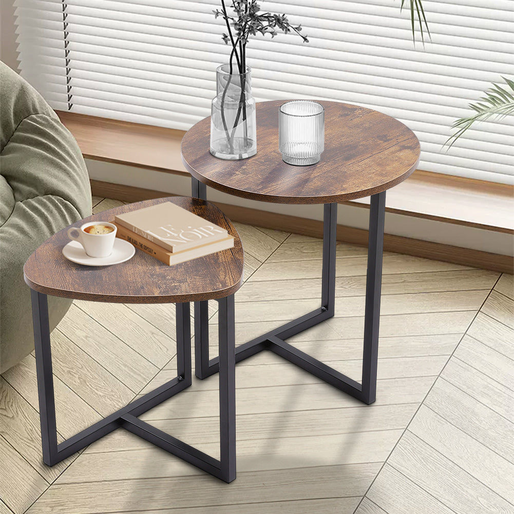 Round and Triangular Nesting Side Table Set