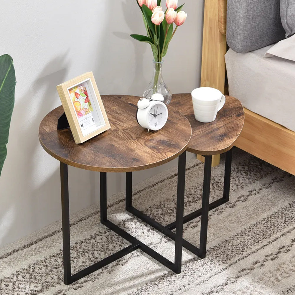 Round and Triangular Nesting Side Table Set