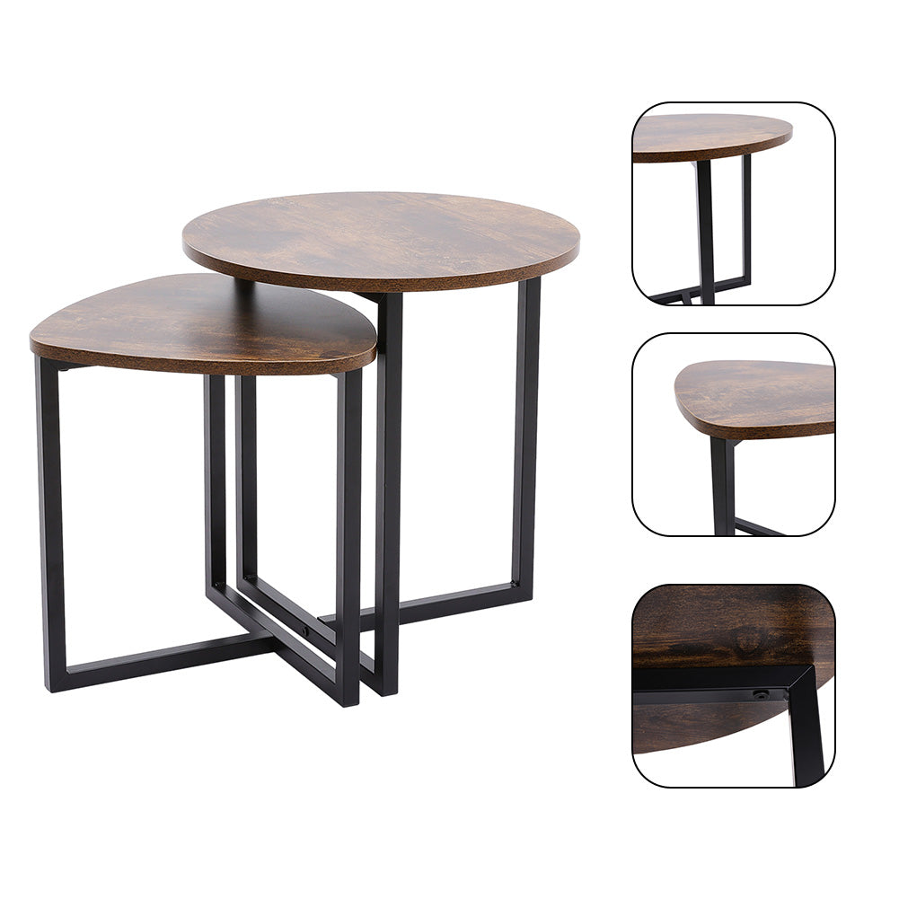 Round and Triangular Nesting Side Table Set