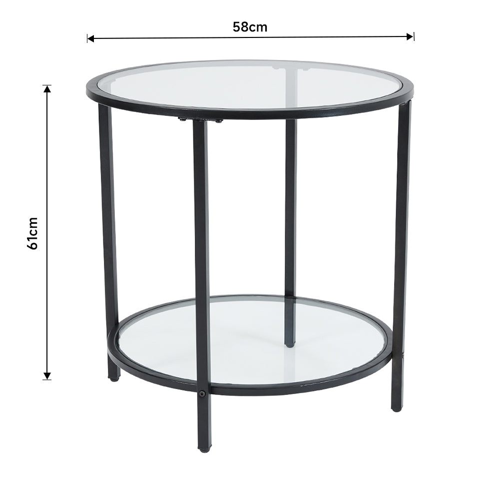 Round Tempered Glass Side Table