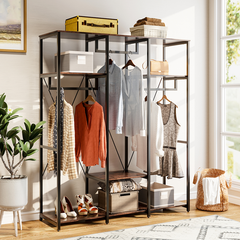 New Freestanding Clothing Rack with Storage Shelves