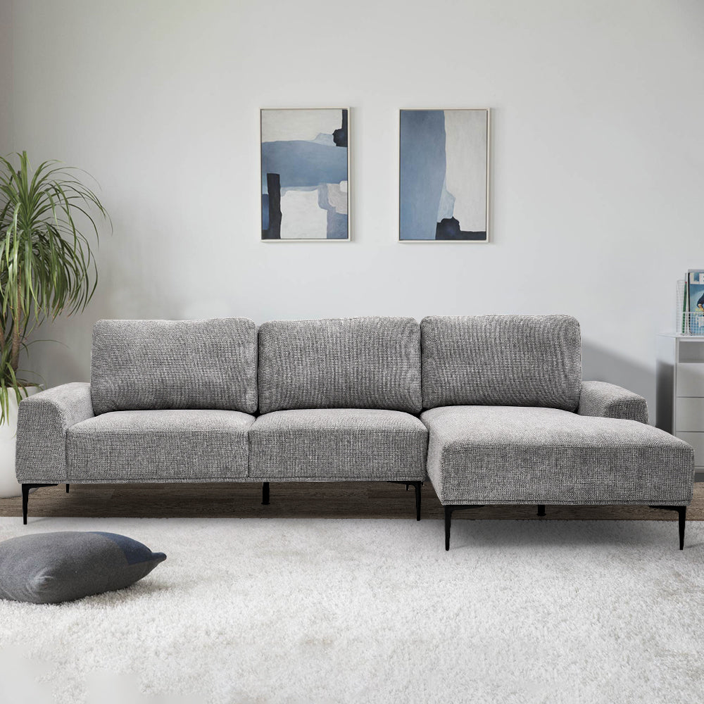 New Light Grey L-Shape 3-Seater Sleeper Sofa Couch