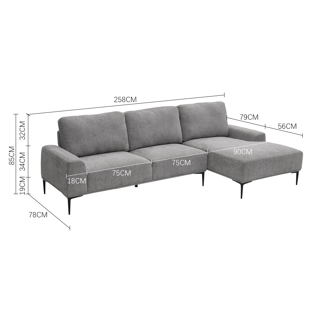 New Light Grey L-Shape 3-Seater Sleeper Sofa Couch