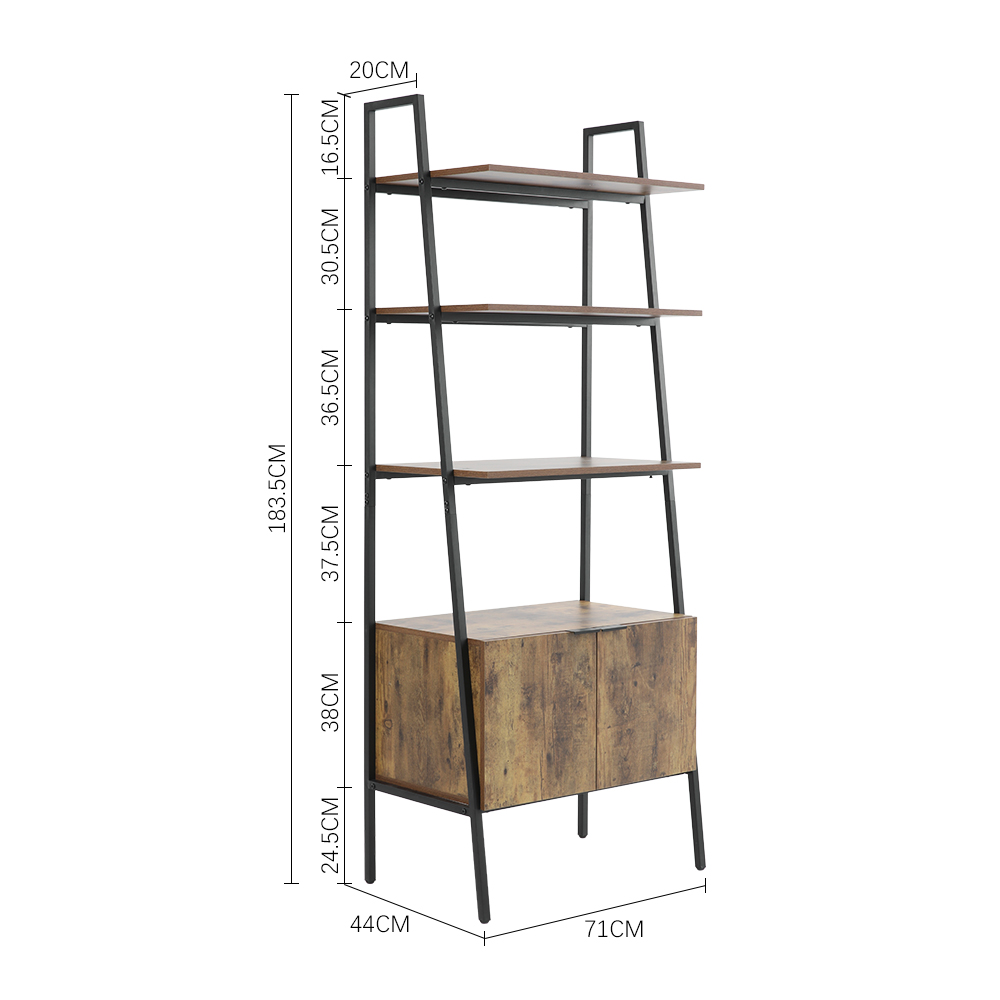 New Rustic Brown Industrial Style Wooden Bookshelf