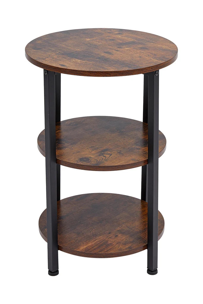 3-Tier Vintage Wooden Round Side Table