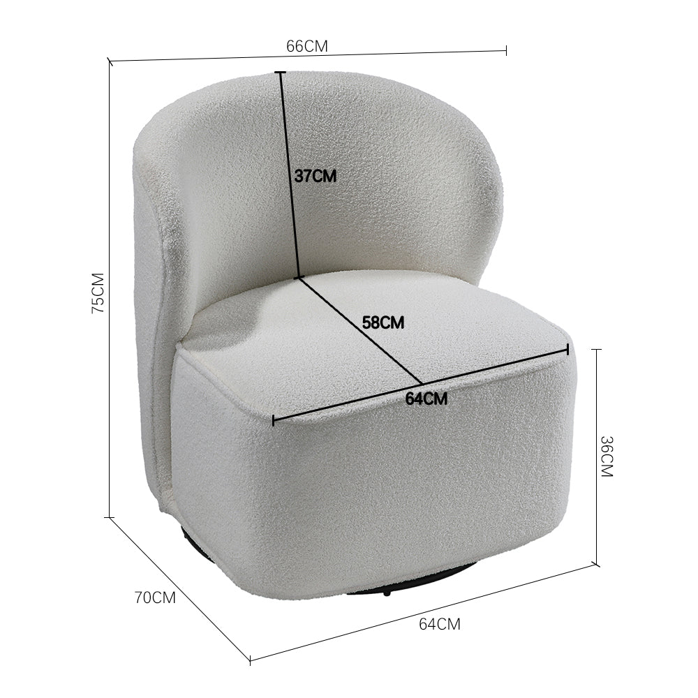 New Modern White Chic Upholstered Swivel Chair
