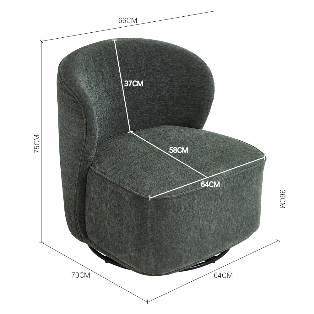 New Chic Upholstered Swivel Chair with Metal Base Dark Green