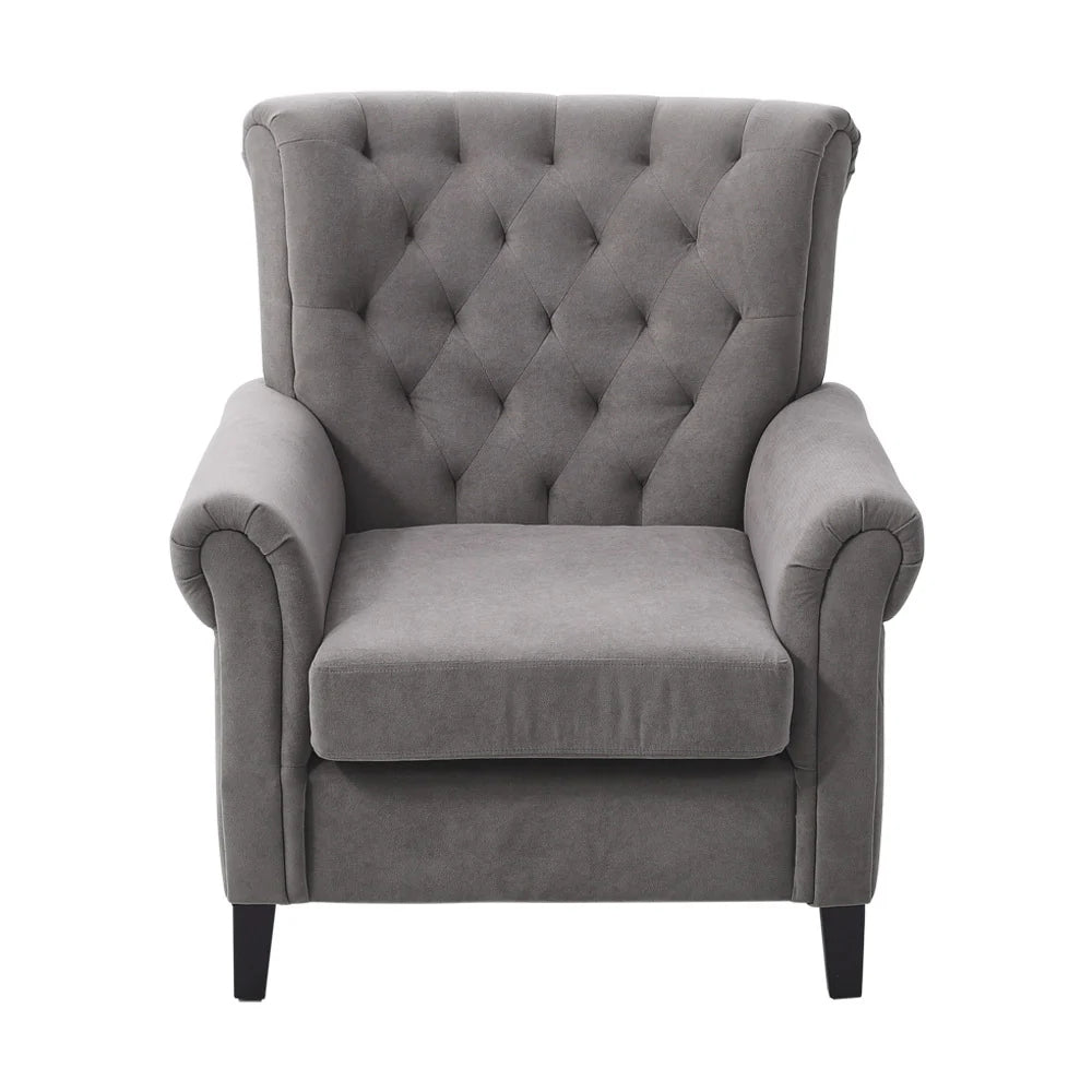 New Tufted Upholstered Wingback Armchair Grey